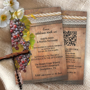 QR Rustikale Wein-Themen Weinberg Nach der Hochzei Einladung
