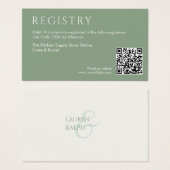 QR Sage & Ivory Wedding Registry Enclosure Card (Vorne & Hinten)