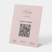 QR Scan Order Monogram Logo Business Sockelschild (Vorderseite)