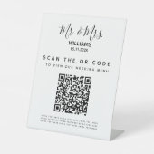 Qr-Scan-Table-Zeichen für digitales Hochzeitmenü Sockelschild (Vorderseite)