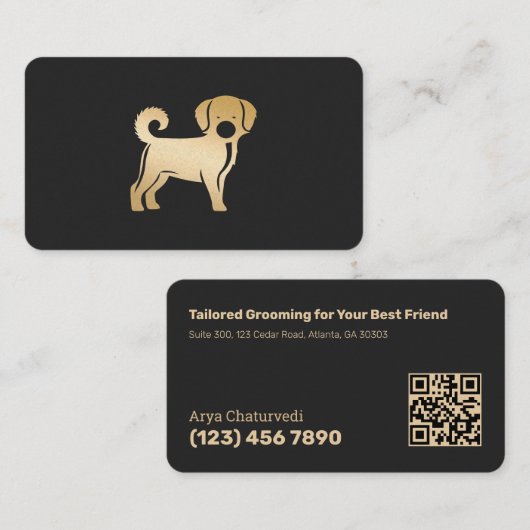 QR Scannable Dog Grooming Visitenkarte (Vorne/Hinten)