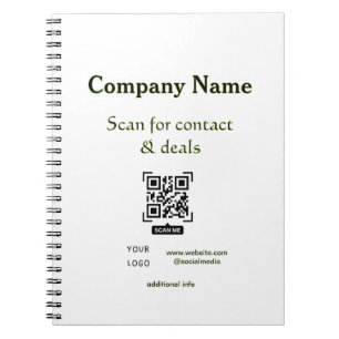 QR scannen für Kontakt & Angebote Firmenname Webse Notizblock