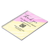 QR scannen um uns zu folgen danke Rabattcode pink Notizblock (Linke Seite)