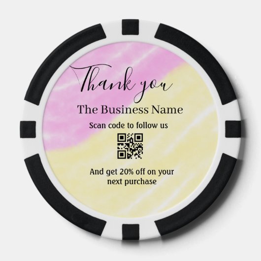 QR scannen um uns zu folgen danke Rabattcode pink  Pokerchips (Vorderseite)