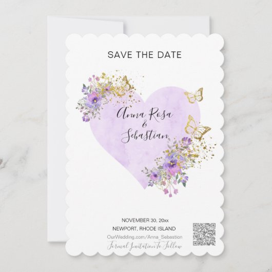*~* QR Schmetterlingsherz AR6 WEDEN SPEICHERN Einladung (Vorderseite)