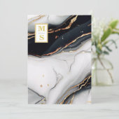 *~ QR SCHWARZ-WEISS Marble Agate AR66 UAWG Wedding Einladung (Stehend Vorderseite)