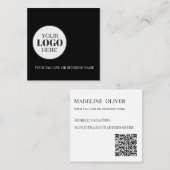 QR-Schwarz-weißes Logo Quadratische Visitenkarte (Vorne/Hinten)
