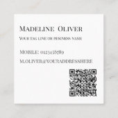 QR-Schwarz-weißes Logo Quadratische Visitenkarte (Rückseite)