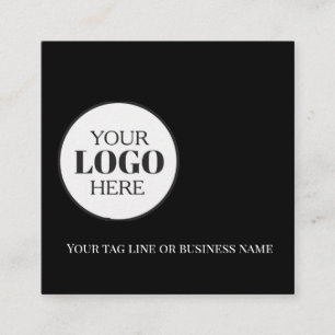 QR-Schwarz-weißes Logo Quadratische Visitenkarte