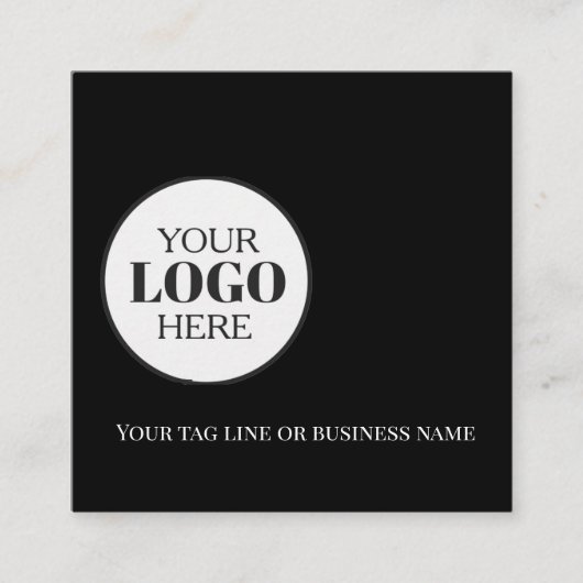 QR-Schwarz-weißes Logo Quadratische Visitenkarte (Vorderseite)