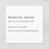 QR-Schwarz-weißes Logo Quadratische Visitenkarte (Rückseite)