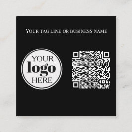 QR-Schwarz-weißes Logo Quadratische Visitenkarte