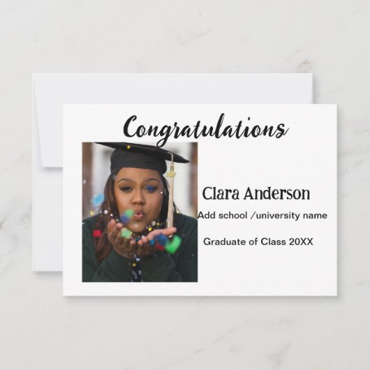 QR Schwarzes Foto Klassischer Elefant Abschluss Karte (Vorderseite)