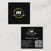 *~* QR Schwarzes Gold Dramatisches Elegant AP65 Quadratische Visitenkarte (Vorne/Hinten)