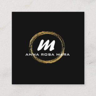 *~* QR Schwarzes Gold Dramatisches Elegant AP65 Quadratische Visitenkarte