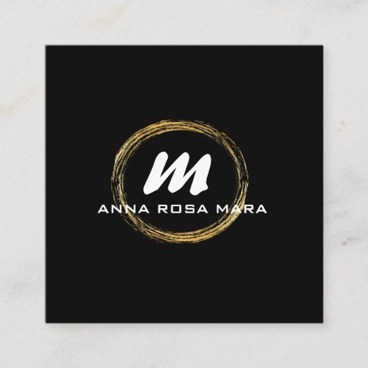 *~* QR Schwarzes Gold Dramatisches Elegant AP65 Quadratische Visitenkarte (Vorderseite)
