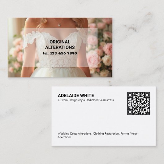 QR Seamstress Dressmaking & Alterungs Visitenkarte (Vorne/Hinten)