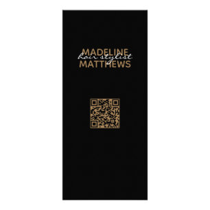 QR-Service-Preisliste für Chic Black Gold Stylist Werbekarte