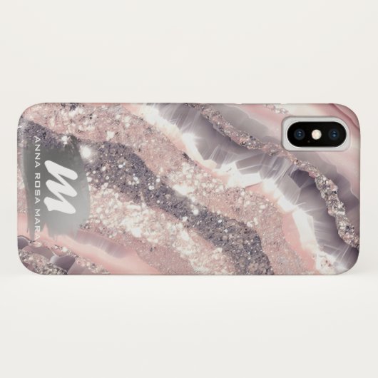 *~* QR Silver AP66 Glitzer Pink Agate Case-Mate iPhone Hülle (Rückseite (Horizontal))