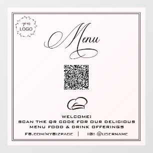 *~* QR Simple Sea Shell LOGO MENU Fensteraufklebe Fensteraufkleber