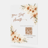 QR-Sitzkarte Akryllische Hochzeitssymbol Acrylschild (Winkel)