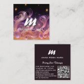 *~* QR Sky Night Stars ETHEREAL WAVES AP93 Quadratische Visitenkarte (Vorne/Hinten)
