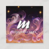 *~* QR Sky Night Stars ETHEREAL WAVES AP93 Quadratische Visitenkarte (Vorderseite)