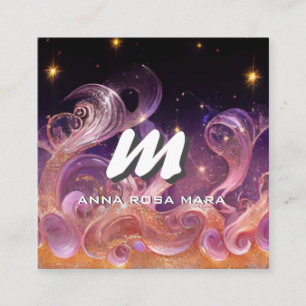 *~* QR Sky Night Stars ETHEREAL WAVES AP93 Quadratische Visitenkarte