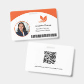QR Strichcode Mitarbeiter-Foto-ID Ausweis (Vorder- & Rückseite)