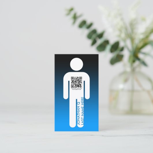 qr-Strichmännchen Visitenkarte (Stehend Vorderseite)