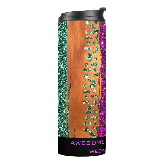 *~* QR SWAG Animal Print Glitzer Rainbow Girl Thermosbecher (Nach links gedreht)