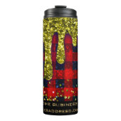 *~* QR SWAG Rustikaler Weihnachts-Glitzer Rot Kari Thermosbecher (Vorderseite)