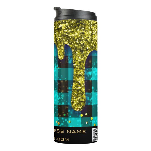 *~* QR SWAG Rustikaler Weihnachts-Gold-Tropfen Kar Thermosbecher (Nach rechts gedreht)