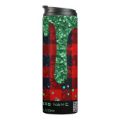 *~* QR SWAG Rustikaler Weihnachtsgrün Glitzer Kari Thermosbecher (Nach rechts gedreht)