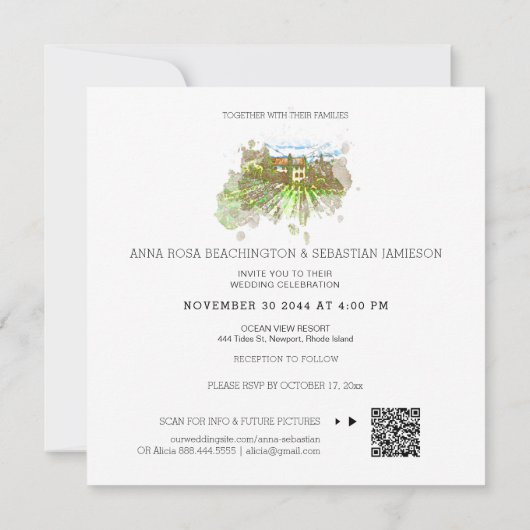 *~* QR Trauben Italien AR21 UAWG Weinberg Hochzeit Einladung (Rückseite)