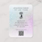 *~* QR Tree of Life Yoga . Pastel Glitzer Zen Visitenkarte (Rückseite)