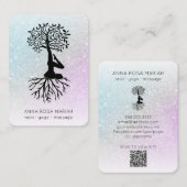 *~* QR Tree of Life Yoga . Pastel Glitzer Zen Visitenkarte (Vorne/Hinten)
