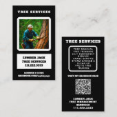 *~* QR Tree Services Lumber Jack Tree Trunk Visitenkarte (Vorne/Hinten)