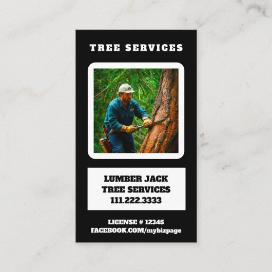 *~* QR Tree Services Lumber Jack Tree Trunk Visitenkarte (Vorderseite)
