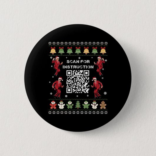 Qr Trump Dance Code Präsident sucht nach Anweisung Button (Vorderseite)