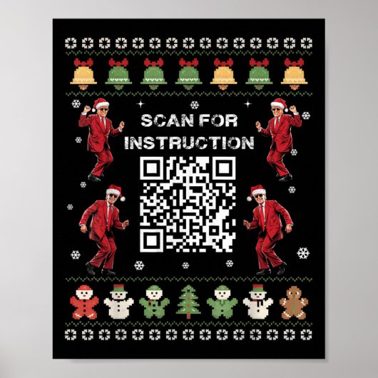 Qr Trump Dance Code Präsident sucht nach Anweisung Poster (Vorne)