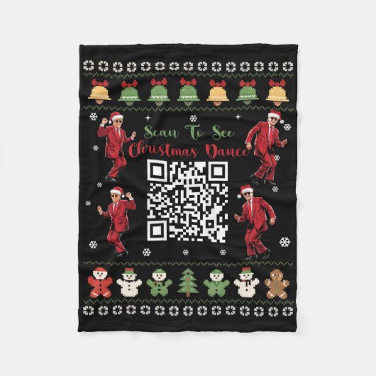 Qr Trump Tanz Code Präsident Tanz Code Weihnachten Fleecedecke (Vorderseite)
