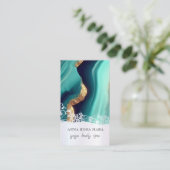 *~* QR TURQUOISE Gold Marmor Agate Foil AP66 Visitenkarte (Stehend Vorderseite)