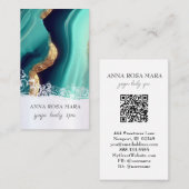 *~* QR TURQUOISE Gold Marmor Agate Foil AP66 Visitenkarte (Vorne/Hinten)