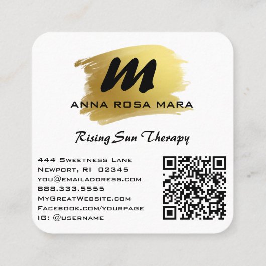 *~* QR Turuqoise Gold AP66 FOTO Luxe LOGO Agate Quadratische Visitenkarte (Rückseite)