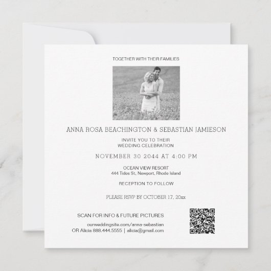 *~* QR UAWG AR12 Blütenschlichte Hochzeit Einladung (Rückseite)