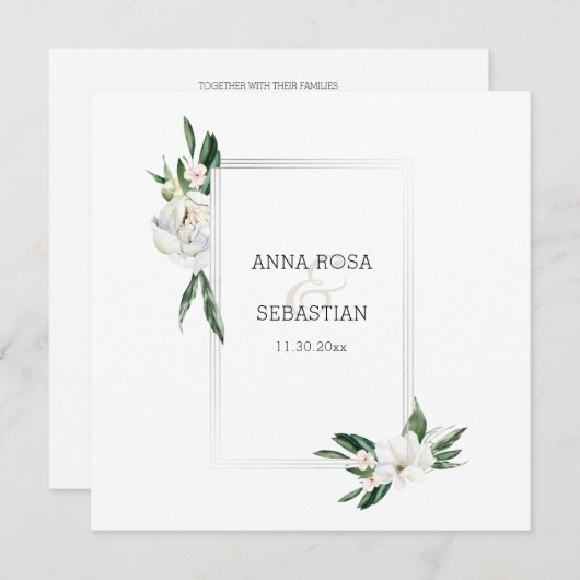 *~* QR UAWG AR15 Peony Blume Rahmen Hochzeit Einladung (Vorne/Hinten)