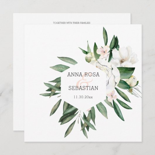 *~* QR UAWG AR15 Peony Blume Rahmen Hochzeit Einladung (Vorne/Hinten)