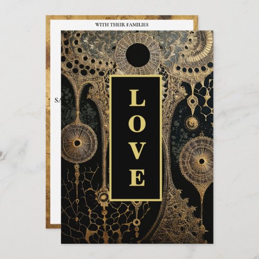 *~ QR UAWG AR26 Gold Lace LIEBE26 Luxury Wedding Einladung (Vorne/Hinten)