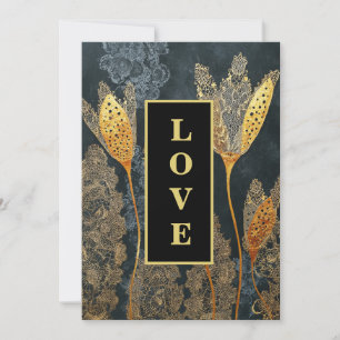 *~ QR UAWG AR26 Gold Lace LIEBE Luxury 32 Wedding Einladung